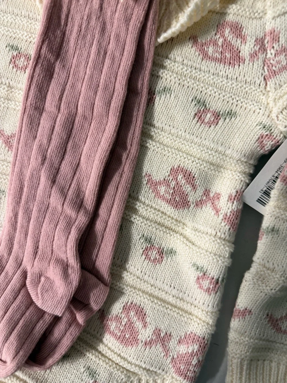 Nicole Miller size 12 month girls knitted bubble knee socks and head headband NW